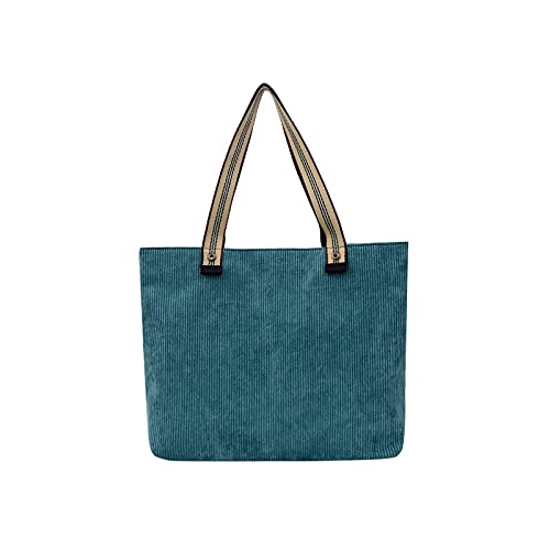 jonam Umhängetasche Frauen Corduroy Taschen Gewebe Baumwollgurte Leinwand Umhängetasche Gestreifte Tuch Handtasche Lässige Tote Damen Reißverschluss Geldbörse Eco Books Tasche (Color : Green) von jonam