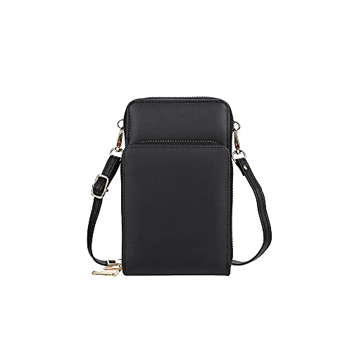 jonam Umhängetasche Frauen Geldbörse Damen Crossbody Bags Kartenhalter Vielseitige Brieftasche Handtaschen für Weiche Ledertasche (Color : Black) von jonam