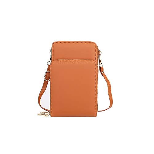 jonam Umhängetasche Frauen Geldbörse Damen Crossbody Bags Kartenhalter Vielseitige Brieftasche Handtaschen für Weiche Ledertasche (Color : Orange) von jonam