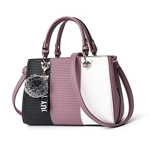 jonam Umhängetasche Frauen Hairball-Ornamente Totes Patchwork Handtaschen-Partei-Geldbeutel-Dame-Kurier Umhängetasche Schultertasche Frauen Handtaschen (Color : Pink) von jonam