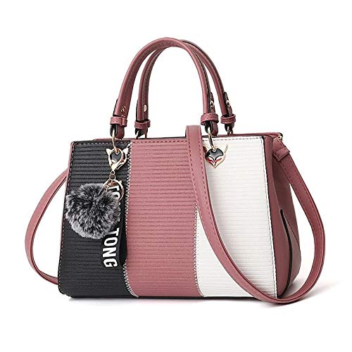 jonam Umhängetasche Frauen Hairball-Ornamente Totes Patchwork Handtaschen-Partei-Geldbeutel-Dame-Kurier Umhängetasche Schultertasche Frauen Handtaschen (Color : Purple) von jonam