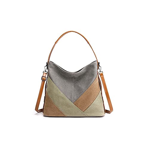 jonam Umhängetasche Frauen Handtasche Leinwand Weibliche Umhängetaschen Damen Messenger Bags Damen Casual Taschen Clutch Geldbörse Crossbody Geldbörse (Color : Grijs) von jonam