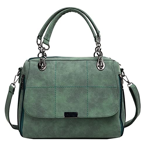 jonam Umhängetasche Frauen Handtasche Scrub Umhängetaschen für Frauen, große Kapazität Matcha Green Pu. Ledertaschen Boston Reisetasche (Color : Green) von jonam