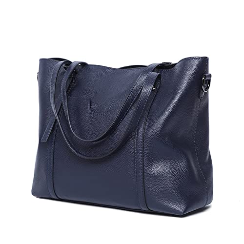 jonam Umhängetasche Frauen Handtaschen Kuh Leder Frau Schulter Messenger Bags, Große Shopper Tasche Damen Frauen Tasche, Eimer Handtasche (Color : Blue) von jonam