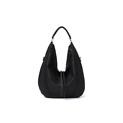 jonam Umhängetasche Frauen Handtaschen Weiche Damen Leder Schultertaschen aushöhlen Große weibliche Reißverschlussbeutel (Color : Black) von jonam