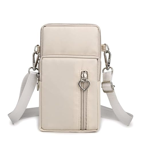 jonam Umhängetasche Frauen-Handy-Beutel-Frauen-Umhängetasche-Geldbörsen-Münzen-Geldbeutel-neue wilde Mini-Schulter-hängende Handy-Tasche (Color : White, Size : L 19x10x6 cm) von jonam