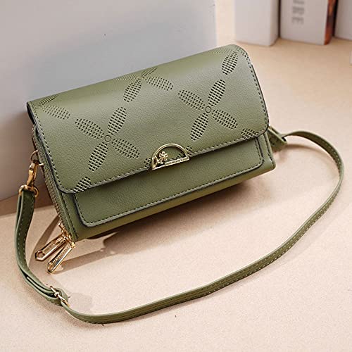 jonam Umhängetasche Frauen Leder Brieftaschen Handytaschen Damen Crossbody Taschen Für Damen Weibliche Schulter Münze Geldbörse Kartenhalter (Color : Green) von jonam