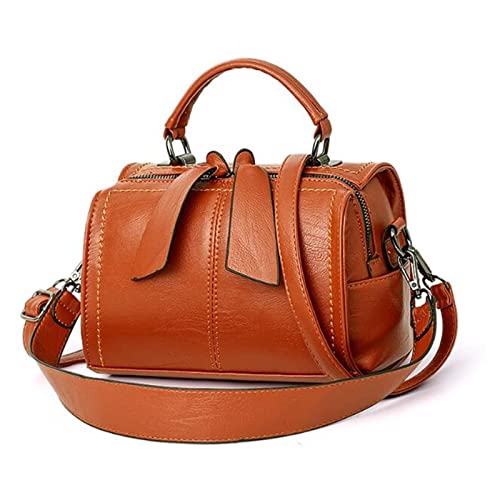 jonam Umhängetasche Frauen Leder Crossbody Tasche, kleine Messenger Bags Dame Nette Handtaschen Mädchen Umhängetasche, einfache weiche Ledertasche (Color : Bruin) von jonam