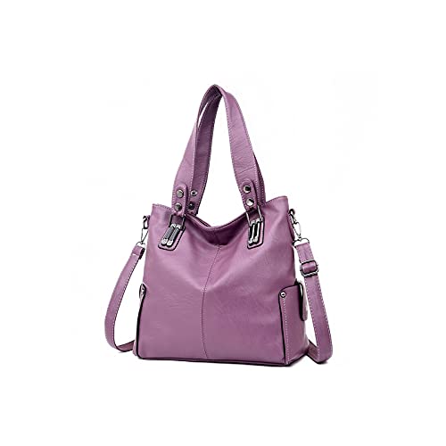 jonam Umhängetasche Frauen Leder Handtaschen Weibliche Leder Schulter Crossbody Bag Damen Große Eimer Einkaufstasche (Color : Purple) von jonam