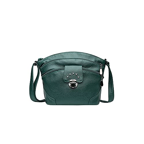 jonam Umhängetasche Frauen Leder Umhängetasche Feste Farbe Multi-Taschen Messenger Bag Weibliche Eimer Taschen Reise Sperren Geldbörsen (Color : Green) von jonam