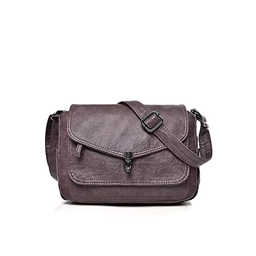 jonam Umhängetasche Frauen Ledertaschen Damen Umhängetaschen Damen Frauen Crossbody Messenger Bags Für Frau (Color : Purple) von jonam