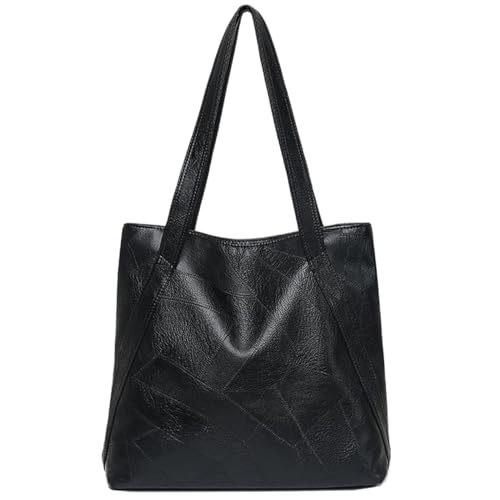 jonam Umhängetasche Frauen Luxus Handtasche Neue Mode Frauen Umhängetasche Große Kapazität Retro Weiche PU-Leder Hohe Qualität Tragetasche (Color : Black, Size : 36x18x30 cm) von jonam