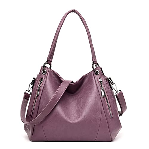 jonam Umhängetasche Frauen Messenger Bag, weibliche Retro-Umhängetaschen, große Tasche einfach und vielseitig, weiche Lederhandtasche, ein Schulter-Messenger (Color : Purple) von jonam