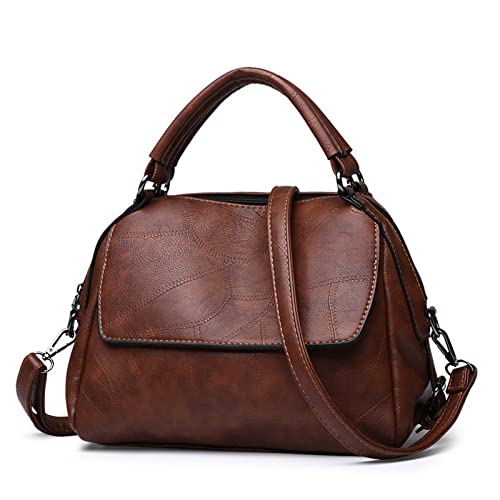 jonam Umhängetasche Frauen Messenger Bag Vintage Patchwork Leder Handtasche, Umhängetasche Frau, One-Shoulder Handtasche Dumpling Tasche (Color : Bruin) von jonam