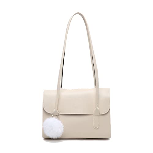 jonam Umhängetasche Frauen-Schulter-Achseltaschen Pu-Leder-Handtasche und Geldbeutel Normallack-Handtasche weibliche einfache Achseltasche (Color : White) von jonam