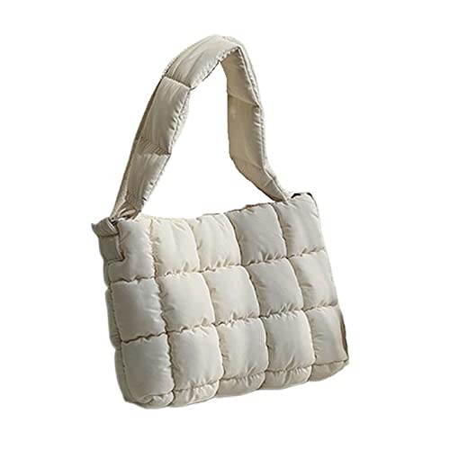 jonam Umhängetasche Frauen Tasche Winter Weiche Weltraum Baumwolldesigner Handtaschen for Frauen Underarm Flap Fashion Vintage Luxus Umhängetaschen (Color : White, Size : 29 * 6 * 21cm) von jonam