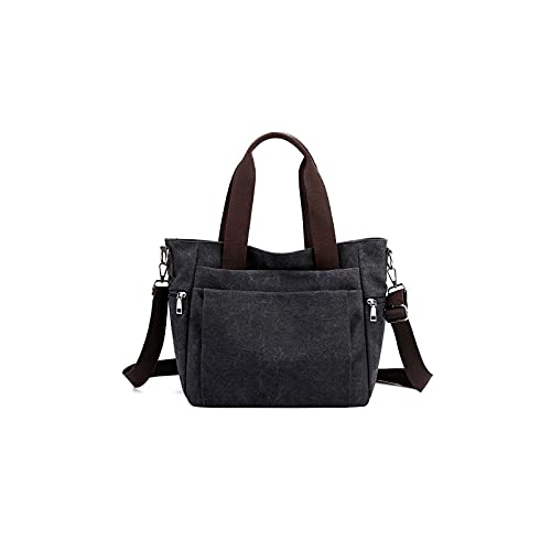 jonam Umhängetasche Frauen Taschen Leinwand Frauen Messenger Bags Casual Große Kapazität Damen Handtasche Weibliche Crossbody Umhängetaschen Für Mädchen (Color : Black) von jonam