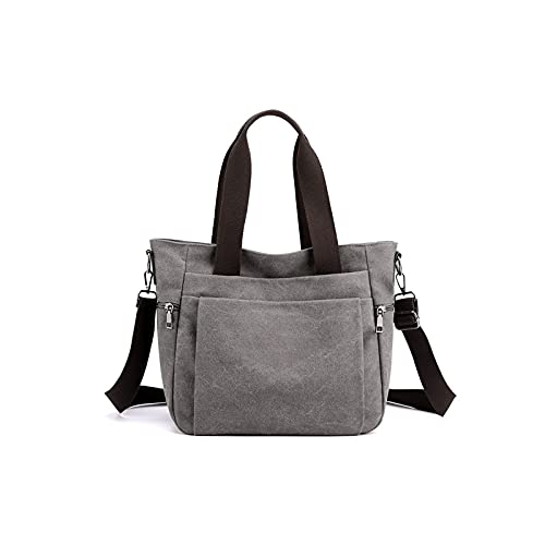 jonam Umhängetasche Frauen Taschen Leinwand Frauen Messenger Bags Casual Große Kapazität Damen Handtasche Weibliche Crossbody Umhängetaschen Für Mädchen (Color : Grijs) von jonam