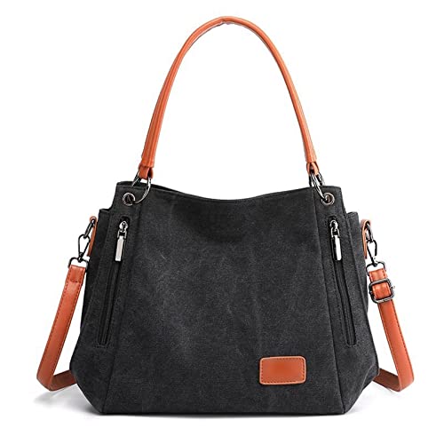 jonam Umhängetasche Frauen Taschen Umhängetasche Crossbody für Frauen, Weibliche Umhängetasche, Frauen Geldbörse Lady Canvas Casual Handtasche (Color : Black) von jonam