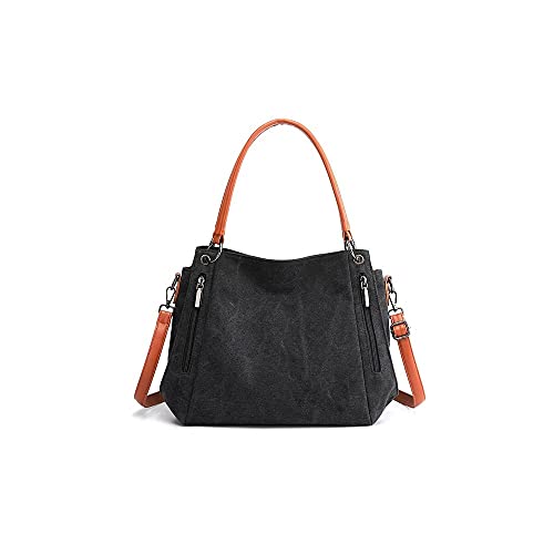 jonam Umhängetasche Frauen Taschen Umhängetasche Crossbody für Frauen Weibliche Umhängetasche Frauen Geldbörse Lady Canvas Tuch Handtasche (Color : Black) von jonam