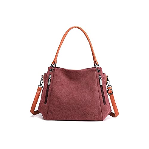 jonam Umhängetasche Frauen Taschen Umhängetasche Crossbody für Frauen Weibliche Umhängetasche Frauen Geldbörse Lady Canvas Tuch Handtasche (Color : Red) von jonam