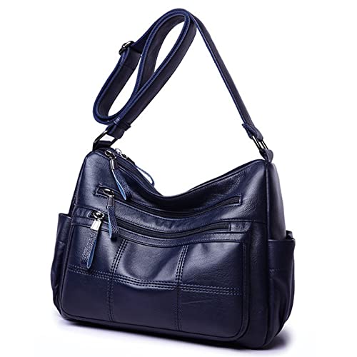 jonam Umhängetasche Frauen Umhängetasche, Weiche Leder mittleren Alters und älterer Muttertasche, lässig Allgleiches weiches Leder-Diagonal-Tasche (Color : Blue) von jonam