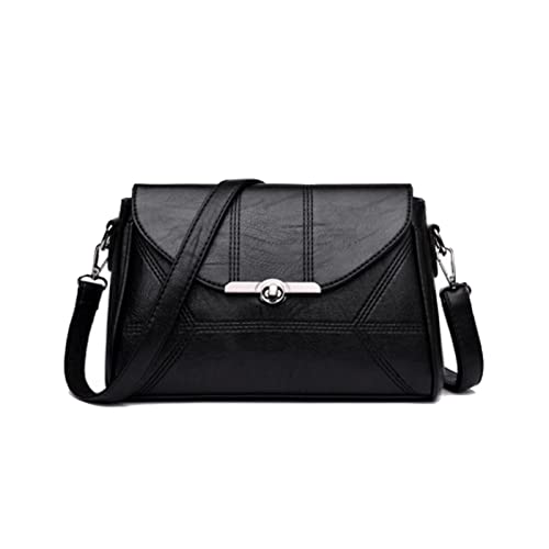 jonam Umhängetasche Frauen Umhängetasche Mode Handtasche und Geldbörse Pu. Leder-Crossbody-Taschen for Frauen schwarz UND Weinrot (Color : Black) von jonam