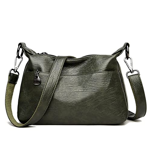 jonam Umhängetasche Frauen Umhängetaschen, massivfarbener Leder-Messenger Bag mit lässigem Doppelschultergurt (Color : Green) von jonam