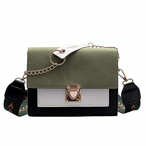 jonam Umhängetasche Frauen Umhängetaschen PU-Leder Designer Luxus Messenger Bags Metallschnalle Crossbody Taschen Geldbörse Weibliche Reise Handba (Color : Green, Size : Mini(Max Length(20cm)) von jonam