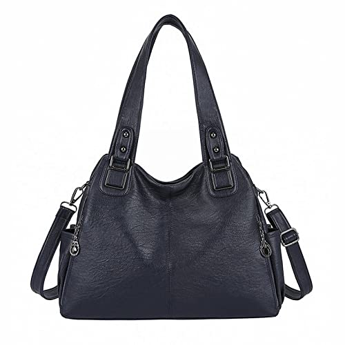 jonam Umhängetasche Frauen Umhängetaschen Schwarz Weibliche Handtasche Große Kapazität Taschen Weiche Leder Damen Crossbody Messenger Bag (Color : Blue) von jonam