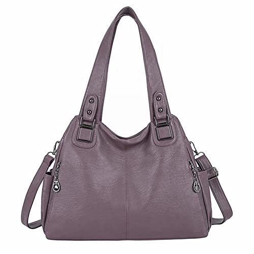 jonam Umhängetasche Frauen Umhängetaschen Schwarz Weibliche Handtasche Große Kapazität Taschen Weiche Leder Damen Crossbody Messenger Bag (Color : Purple) von jonam