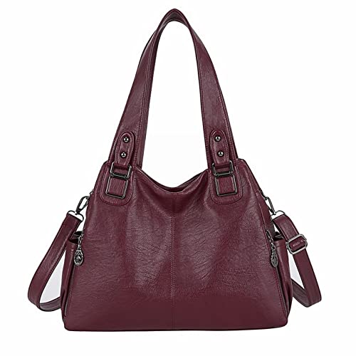 jonam Umhängetasche Frauen Umhängetaschen Schwarz Weibliche Handtasche Große Kapazität Taschen Weiche Leder Damen Crossbody Messenger Bag (Color : Red) von jonam