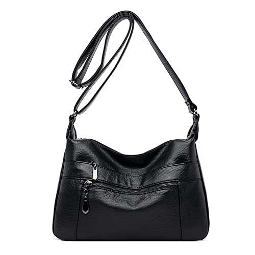 jonam Umhängetasche Frauen mit großer Kapazität mit einem Schulter-Diagonal-Taschen mit einem Schulter, Freizeit, mittlerer Alter und ältere Mütter Weiche Leder kleine Schultertasche (Color : Black) von jonam