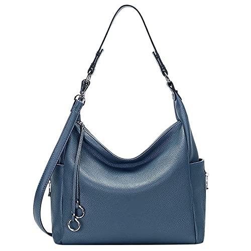 jonam Umhängetasche Frauen tasche weiche echtes leder umhängetaschen für damen, freizeit handtaschen geldbörse weibliche crossbody taschen hobos (Color : Indigo Blue) von jonam