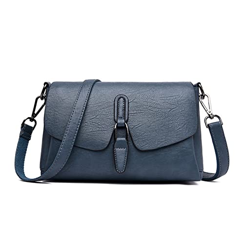 jonam Umhängetasche Geldbörsen und Handtaschen Leder Schulter Messenger Bag, Crossbody Taschen für Frauen Damen Handtasche, einfache tragbare kleine quadratische Tasche (Color : Blue) von jonam