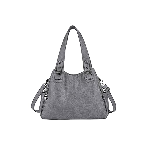 jonam Umhängetasche Große Kapazität Lady Bag Casual Qualität PU. Lederhandtasche Schulter Sack Mädchen Einkaufstasche (Color : Grijs) von jonam