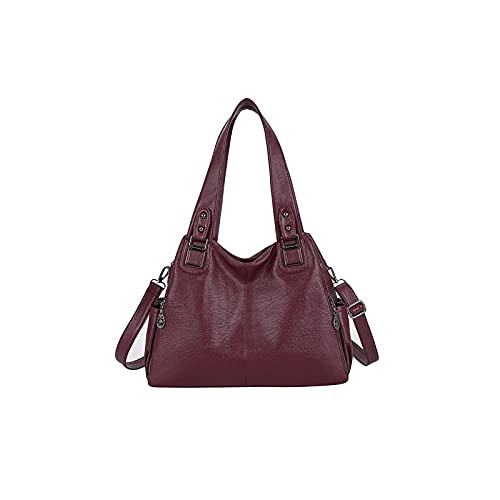 jonam Umhängetasche Große Kapazität Lady Bag Casual Qualität PU. Lederhandtasche Schulter Sack Mädchen Einkaufstasche (Color : Red) von jonam