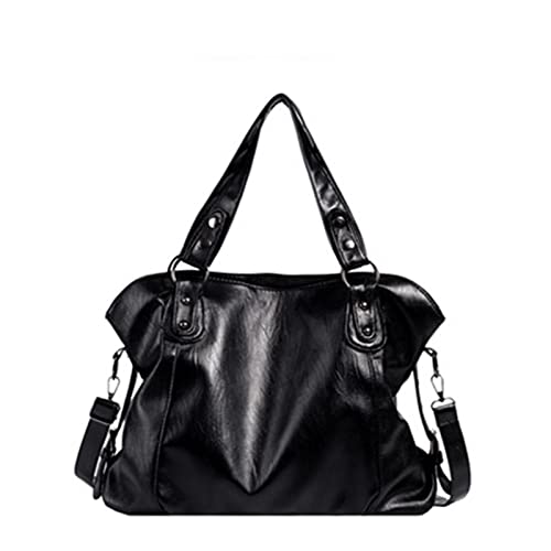 jonam Umhängetasche Große schwarze Umhängetaschen für Damen, Shopper-Tasche, einfarbig, hochwertiges weiches Leder, Crossbody-Handtasche, Damen-Reisetasche von jonam