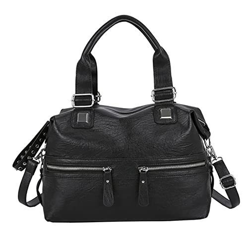 jonam Umhängetasche Großkapazitätshandtaschen, Frauen-Schultertaschen, weiche Leder-Mother-Taschen, Damen-Taschen mittleren Alters, einfache Messenger Bags (Color : Black) von jonam