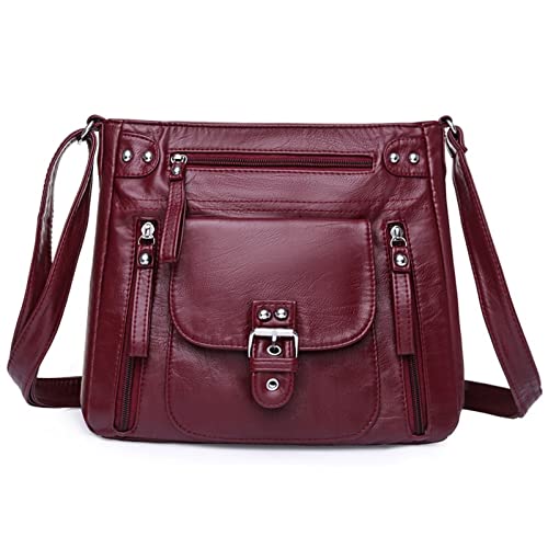 jonam Umhängetasche Handbag Women Shoulder Bag Pu Leather Crossbody Messenger Bag High Quality Leather Tote Bag for Woman Casual Purses (Color : Purple, Size : 27x10x24 cm) von jonam