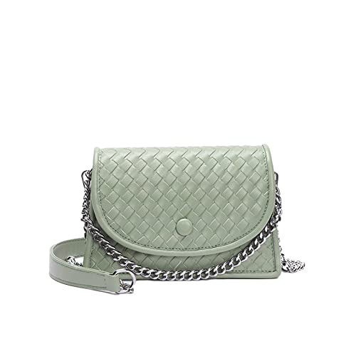 jonam Umhängetasche Handgehalten Pu. Leder-weibliche Tasche, gewebte diagonale Kettenklappe kleine quadratische Tasche (Color : Green) von jonam