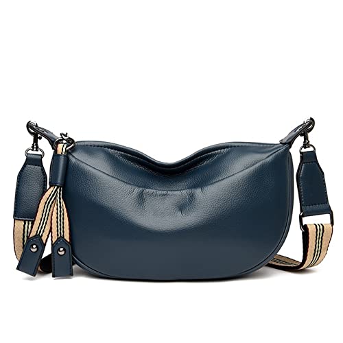 jonam Umhängetasche Handtaschen Frauen Taschen, Messenger Bag Weiche Leder Schulter Crossbody Taschen für Frauen, Messenger Bag All-Match-Knödel-Tasche (Color : Blue) von jonam