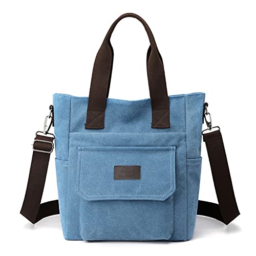 jonam Umhängetasche High capacity Women's Shoulder bag Canvas Female messenger bags Vintage Ladies Tote Crossbody bag Handbags (Color : Blue) von jonam