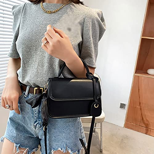 jonam Umhängetasche Klein PU. Lederklappe Crossbody Umhängetaschen für Frauen Sommer Handtaschen Weibliche Totes (Color : Black) von jonam