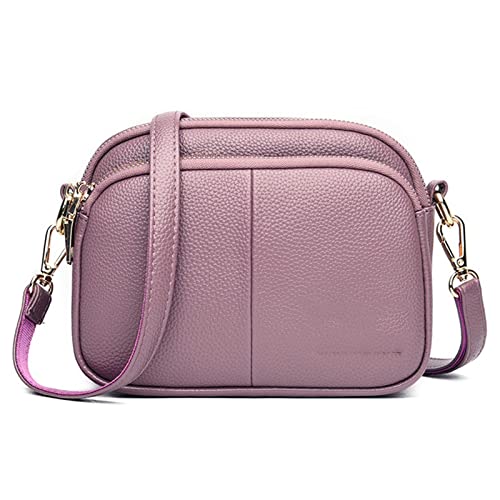 jonam Umhängetasche Kleine Taschen für Frauen, Messenger Bags Leder weibliche süße Umhängetasche, Vintage Lederhandtaschen (Color : Purple) von jonam