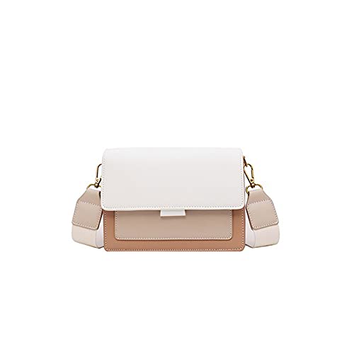 jonam Umhängetasche Kontrastfarbe Leder Crossbody Taschen für Frauen Reise Handtasche Umhängetasche Damen Kreuz Body Bag (Color : White) von jonam