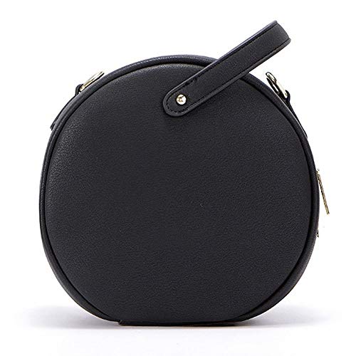 jonam Umhängetasche Kreisförmige Design Mode-Frauen-Schulter-Beutel-Leder-Frauen Umhängetasche Messenger Bags Damen Handtasche Weibliche Runde Handtasche (Color : Black) von jonam