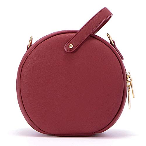 jonam Umhängetasche Kreisförmige Design Mode-Frauen-Schulter-Beutel-Leder-Frauen Umhängetasche Messenger Bags Damen Handtasche Weibliche Runde Handtasche (Color : Red) von jonam