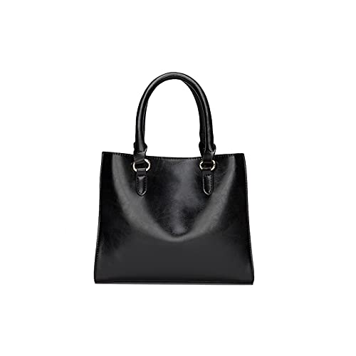 jonam Umhängetasche Ladies Große Kapazität Handtasche Qualität PU. Leder-Schultertasche Lässig Mädchen Messenger Bags (Color : Black) von jonam