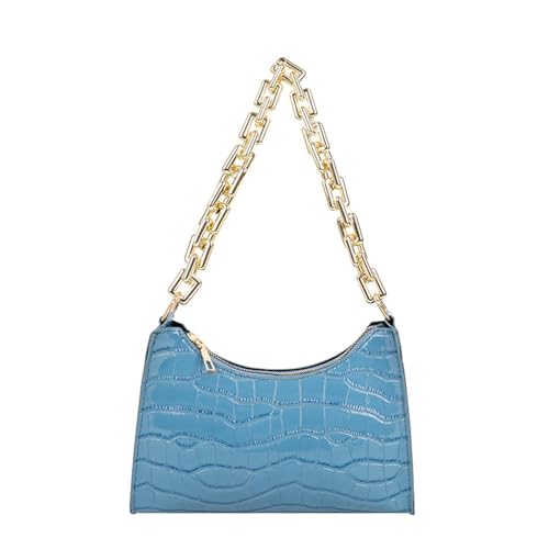 jonam Umhängetasche Ladies Small Shoulder Bag Soft PU Leather Underarm Bag Chain Ladies Bag Wallet (Color : Blue) von jonam